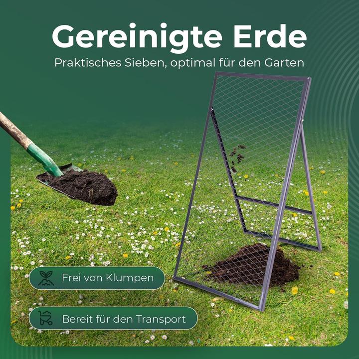 Produktbild Novatool Boden Durchwurfsieb 100x50 cm, aus pulverbeschichtetem Stahl, Durchwurfgitter Sieb für Erde