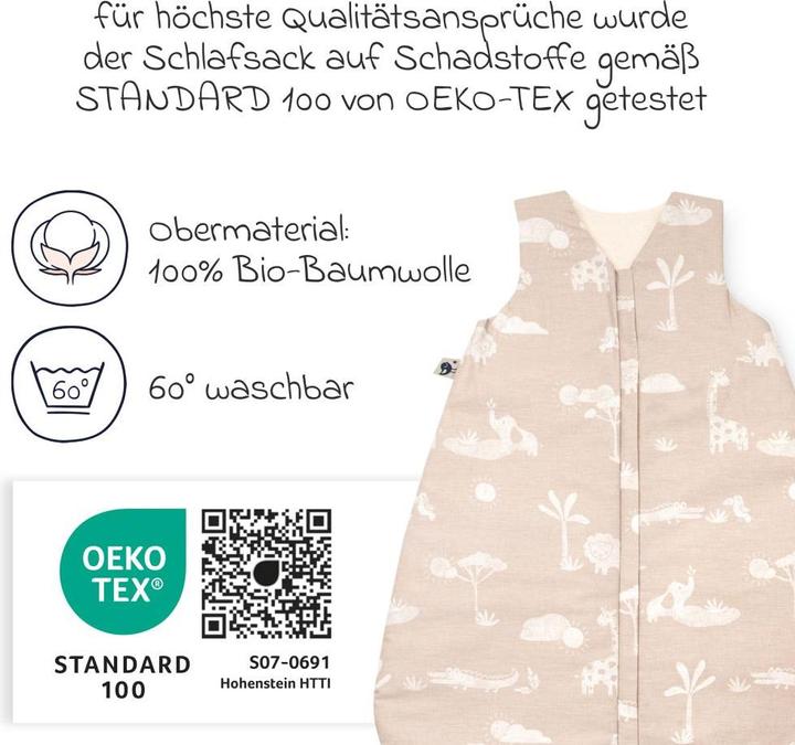 Produktbild Julius Zöllner Baby-Ganzjahresschlafsack Organic Jungle Dream 80 cm (80 cm, 2.5 TOG)