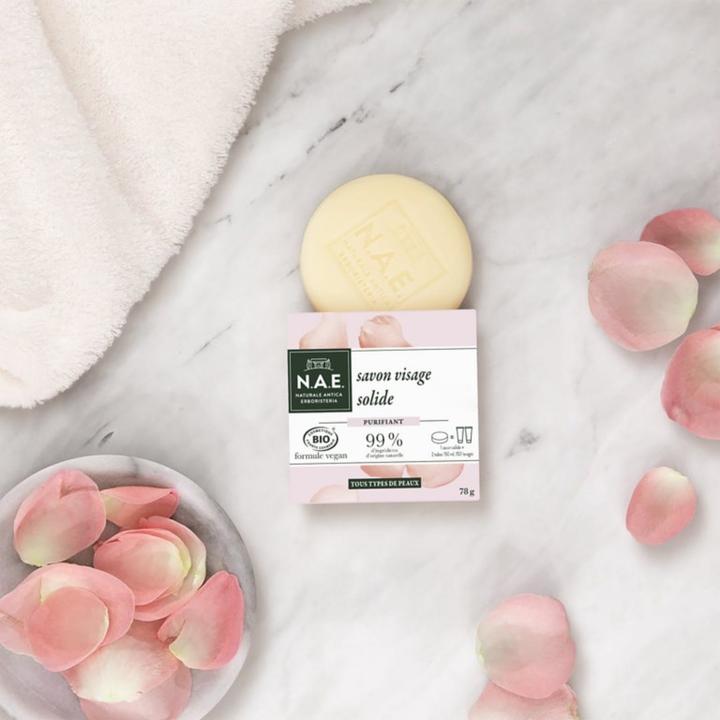 Actual product image N.A.E. Naturale Antica Erboristeria Purifying Gentle Face Bar, COSMOS Organic Certified & Vegan Form (Cleansing lotion)