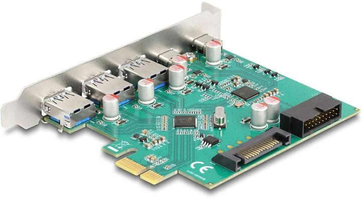 Image du produit Delock Carte USB 5 Gbps PCIe x1 vers 3x externe type-A + 2x externe USB type-C femelle et 1x interne 19 Pi