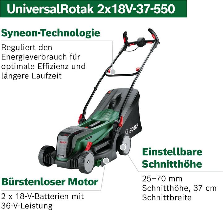 Produktbild Bosch Home & Garden UniversalRotak 2x18V-37-550 (Akkubetrieb)