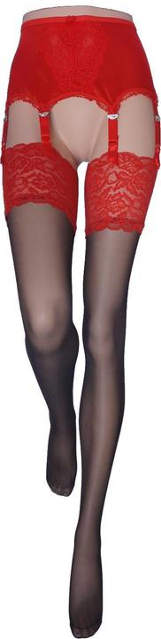 Image du produit Levee Satin Sheers Bas porte-jarretelles, couleur 1601 rouge-noir, taille 40-42 (20 DEN, 40 - 42)