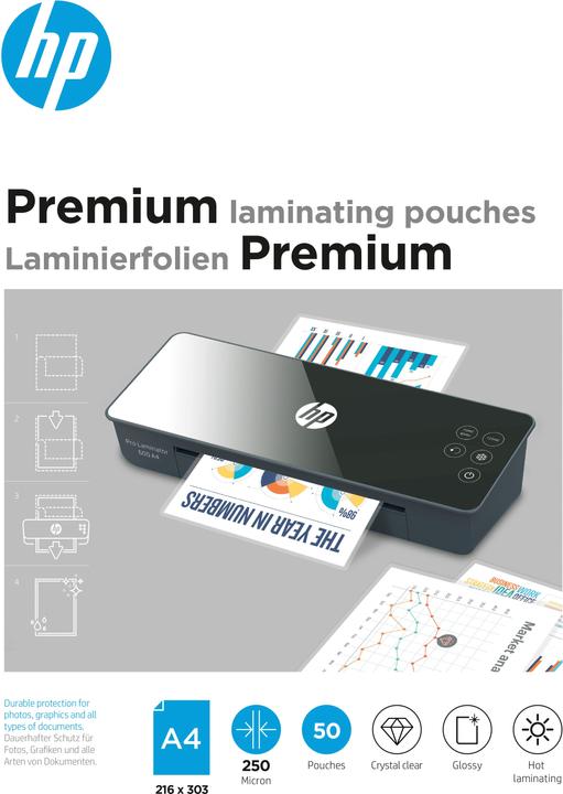 Actual product image HP Laminating film Premium A4, 250 µm, 50 pieces, glossy (A4, 50 Piece, 250 µm)