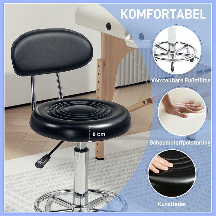 Actual product image Swisshandel24 Rollhocker höhenverstellbar Drehhocker Drehbar Salon Hocker mit Lehne, Rädern