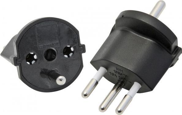Actual product image CameraPlus Adapter 220v EU plug to Swiss CH 3-pin irreversible plug (DC connector)