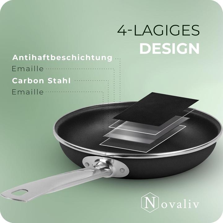 Produktbild Novaliv Energiesparpfanne 24 cm Einsparung bis zu 40% - Emaillierter Stahl, Antihaft Beschichtung in (24 cm, Bratpfanne, Stahl)