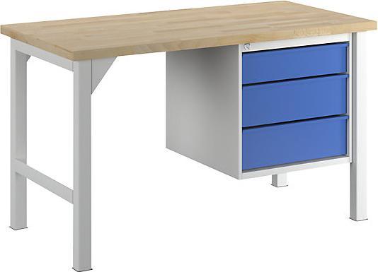Image du produit MBA-System Etabli à casiers, largeur 1500 mm, 3 tiroirs 1 x 125 / 2 x 175 mm, gris clair / (150 cm, 75 cm)