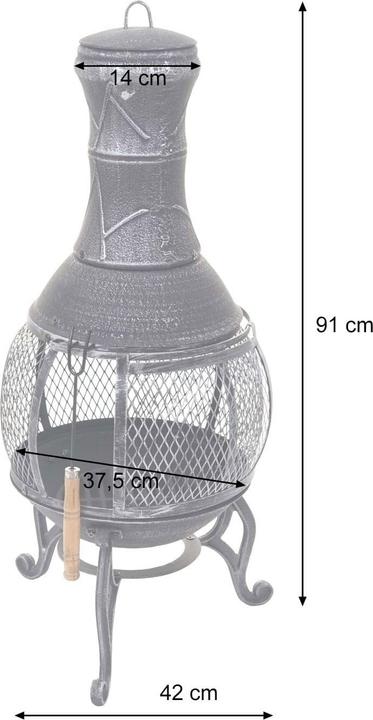 Actual product image Swisshandel24 Terrassenofen, Feuerstelle Terrassenkamin Gartenkamin Gartenofen, Gusseisen 11,7kg 91x42x42cm