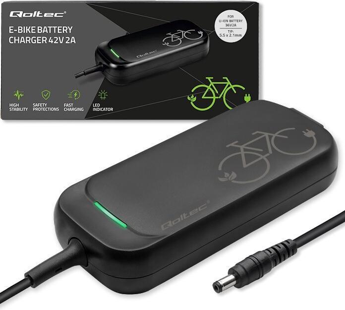 Produktbild Qoltec Ladegerät für E-Bike 36V 42V 2A 5.5x2.1 (E-Bike Akku)