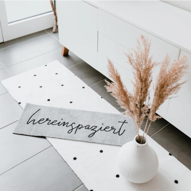 Immagine prodotto Eulenschnitt Piccolo zerbino lavabile grigio Hereinspaziert 75 x 25 cm - by (75 x 25 cm)