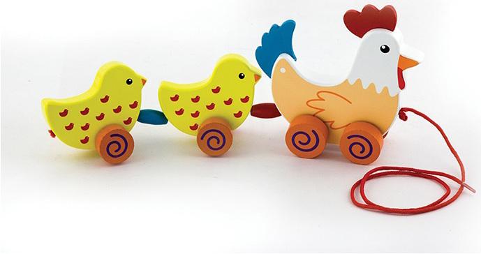 Actual product image Viga Toys Pulling animal hen with 2 chicks
