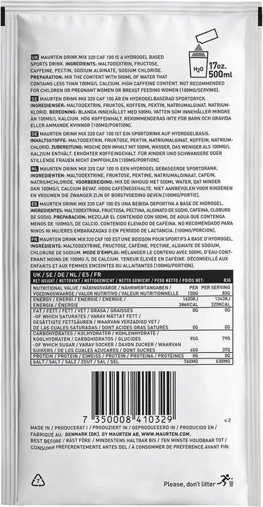 Nährwerte und Zutaten Maurten Drink Mix 320 (Neutral, 1 x)