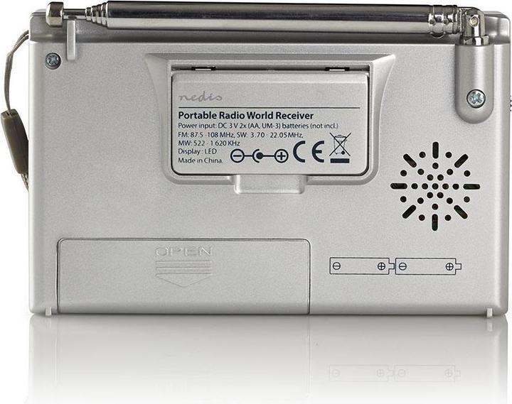 Produktbild Nedis Weltradio | Tragbare Ausführung | AM / FM / SW | Batteriebetrieben / Netzstromversorgung | Dig (AM, FM, KW)