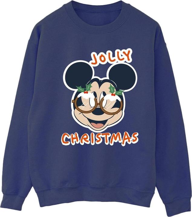 Disney Mickey Mouse Jolly Christmas Glasses Sweatshirt (M)