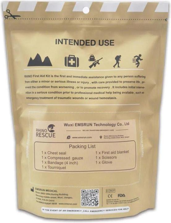 Actual product image Rhino Rescue Advanced Wound Care Kit Refill (7-teilig) - inkl. Metall-Tourniquet (First aid set accessories)
