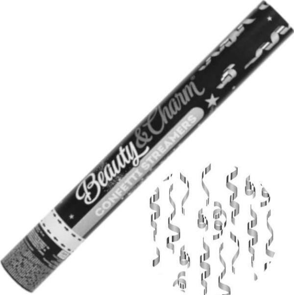Actual product image GoDan Pneumatic confetti streamers in silver, 40 cm