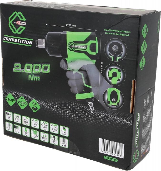 Produktbild KS Tools 3/4″ COMPETITION Hochleistungs-Druckluft -Schlagschrauber, 2000Nm (Druckluft)