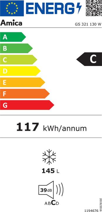 Energie-Label Amica Gefriergerät (Freistehend, 145 l)