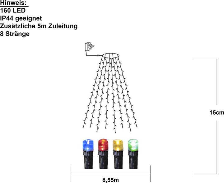Star Trading Lichterkette Serie LED, Outdoor, Baumkette, 3,6W, Bunt, 2 Meter (0.20 m)