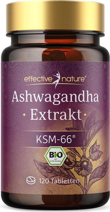 Effective Nature Organic Ashwagandha Extract KSM-66 (120 Piece, Pills, 36 g)