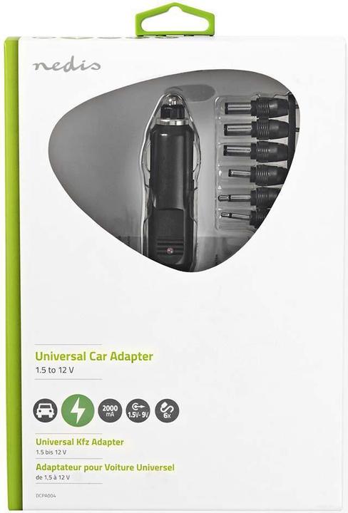 Immagine prodotto Nedis Adattatori di corrente DC universali - Adattatore per auto - 24 W - 12-24 V - Plastica - Nero