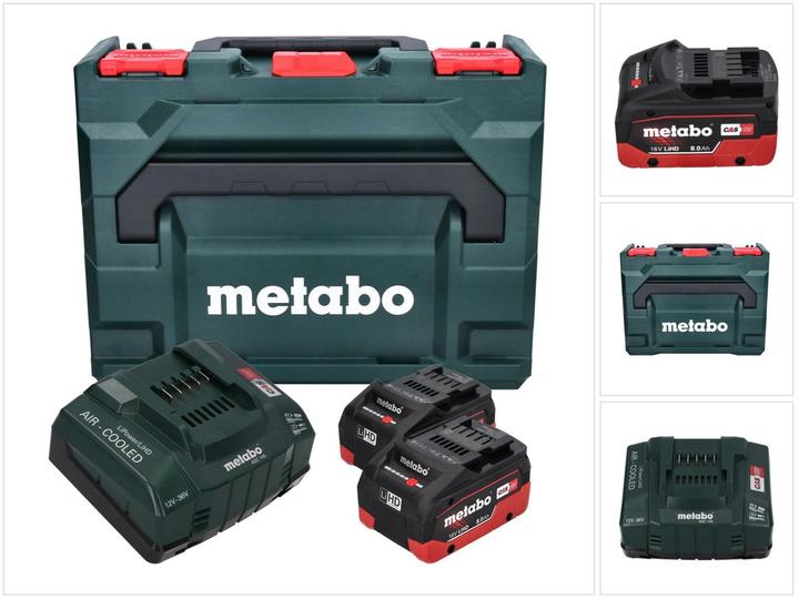 Metabo Basis Set 2x Li-Power Akkupack 18 V 8,0 Ah CAS Li-Ion Akku ( 685131590 ) + Ladegerät ASC 145 (18 V)