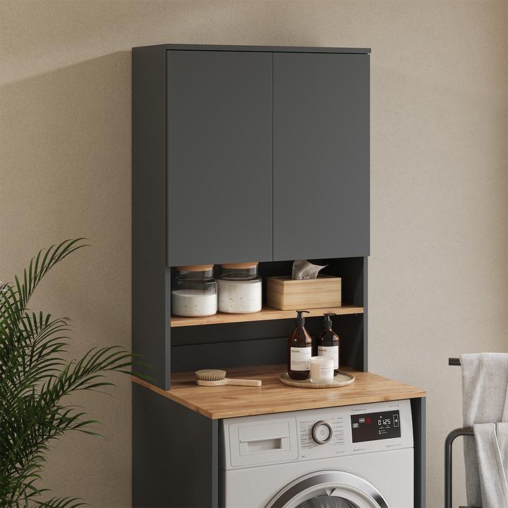 Actual product image Vichy Waschmaschinenoberschrank Viktor, Anthrazit/Goldkraft Eiche, 68 x 100.4 cm