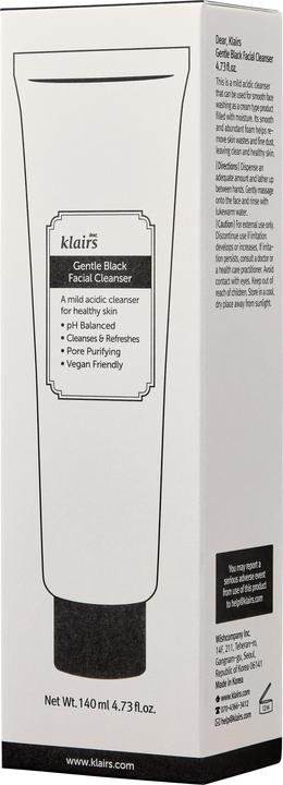Actual product image Dear Klairs Gentle black facial cleanser (Foam, 140 ml)