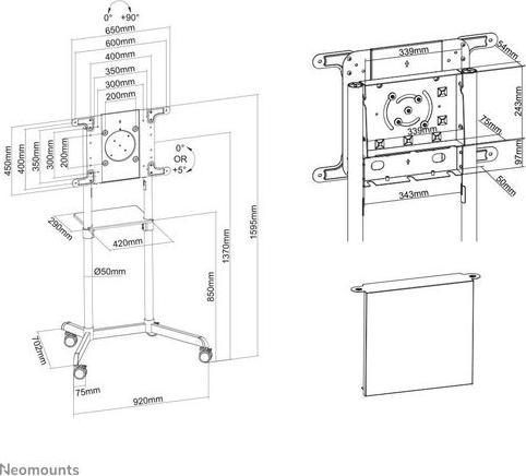 Produktbild Neomounts Mobile Flat Screen Floor Stand (height: ) (70", 70 kg)