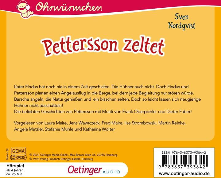 Produktbild Ohrwürmchen - Pettersson und Findus Pettersson zeltet (Angela Metzler, Katharina Wolter, Ilse Strambowski, Sven Nordqvist, Laura Maire, Martin Reinke, Deutsch)