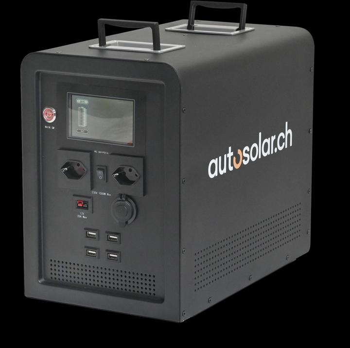 Actual product image Autosolar Powerstation 1500W "Swiss Edition" with 195W solar case (1500 Wh, 26.40 kg)