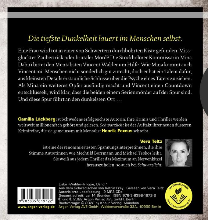 Produktbild Schwarzlicht (Camilla Läckberg, Henrik Fexeus, Katrin Frey, Vera Teltz, Deutsch)