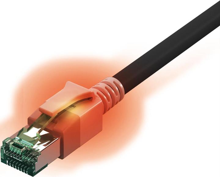Produktbild Sacon Patchkabel Kat.6a, S/FTP (PiMF) h-frei, Licht-ID, schwarz, 10,0m (S/STP, CAT6a, 10 m)