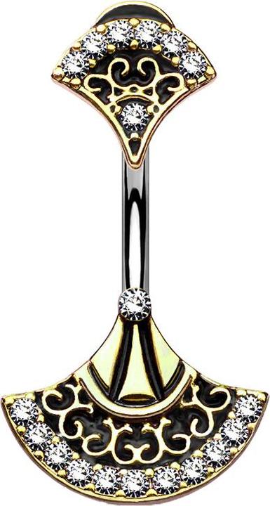 Star Piercing Banane vergoldet doppelter Tribal Fächer (Messing, Chirurgenstahl 316L)