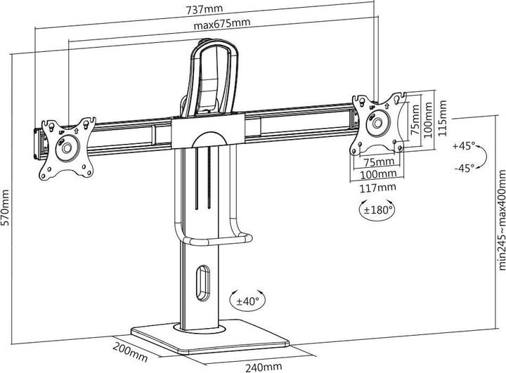 Actual product image myWall Monitor Table Mount Height Adjustable Table Stand With Spring System (Table, 17")