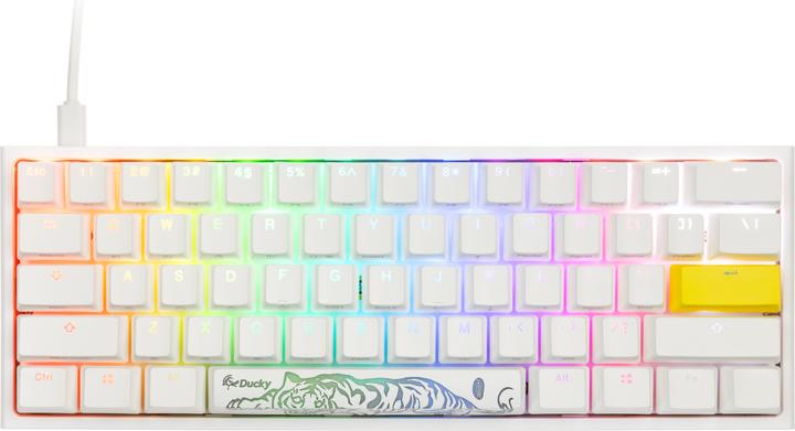 Produktbild Ducky One 2 Pro Mini White Edition Gaming Tastatur, RGB LED - Cherry Silent Red (US) (US, Kabelgebunden)