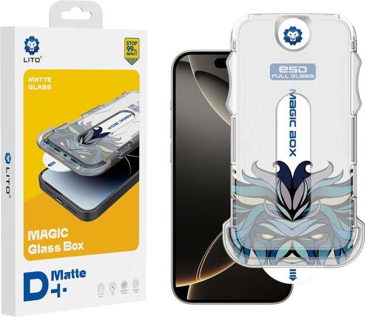 Actual product image Lito MatteGuard armoured glass incl. installation tool (1 Piece, Apple iPhone 16)