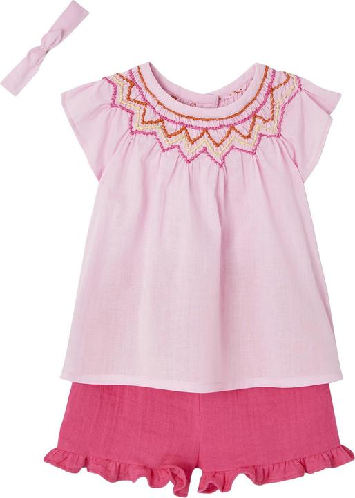Produktbild Vertbaudet Mädchen Baby-Set: Bluse, Shorts & Haarband (80)