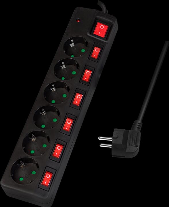 Actual product image LogiLink Power strip (6 x, CEE 7/3, 1.50 m)