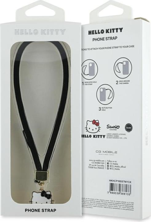 Actual product image Hello Kitty Kitty Head Universal Hand Strap - black
