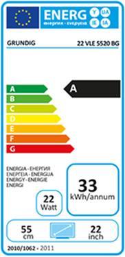 Label énergétique Grundig 22 Vle 5520 Bg (LED, Full HD)