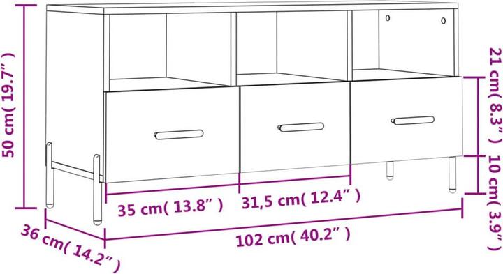 Produktbild VidaXL Leonie (102 x 36 x 50 cm)