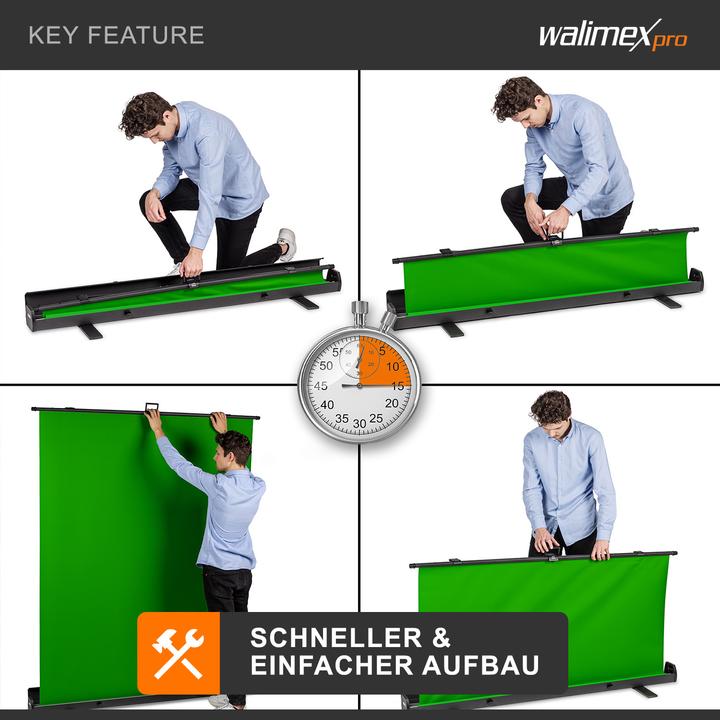 Produktbild Walimex pro Roll-up Panel Hintergrund grün 165x220 (176.50 cm, 226 cm)