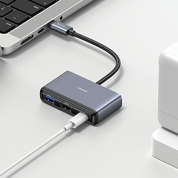 Productafbeelding Usams US-SJ627 4in1 Multifunctionele Type-C HUB Type-C*1+USB3.0*1+USB 2.0*2 (USB-C, 4 Havens)