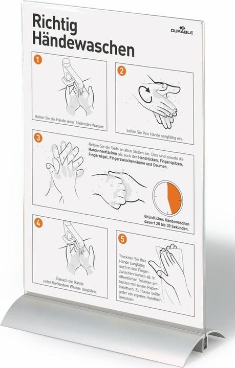 Actual product image Durable Table display, acrylic with aluminium base (A4)