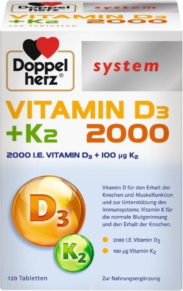 Produktbild Doppelherz system Vitamin D3 + K2 2000 Tabletten, 120 St. Tabletten (120 Stück, Tabletten)