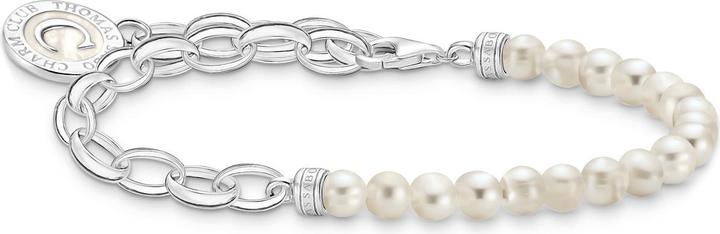Thomas Sabo Member Charm Armband mit Weissen Perlen und Charmista Coin Silber (15 cm, Silber 925, Emaille)