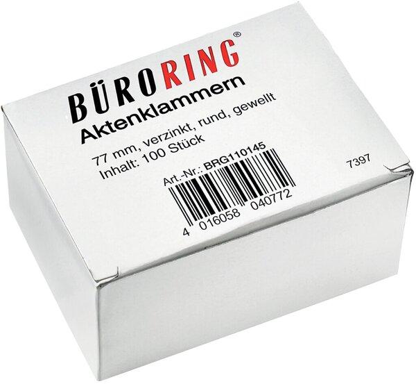 Produktbild Büroring Aktenklammern 77 mm, verzinkt, rund, gewellt, 100 Stück (100 x)
