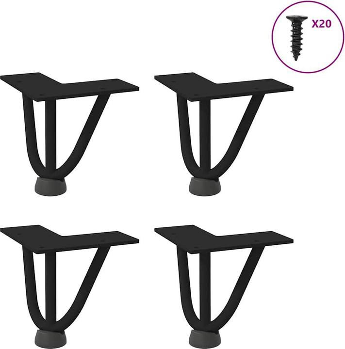 Actual product image VidaXL Hairpin legs 4 pcs. black 10 cm solid steel Hairpin table leg