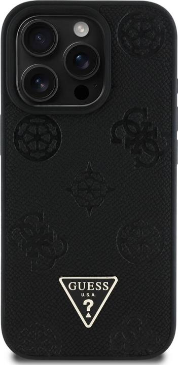 Image du produit Guess Case Grained Hot Stamp Peony Triangle Logo MagSafe for iPhone 16 Pro black (Apple iPhone 16 Pro)